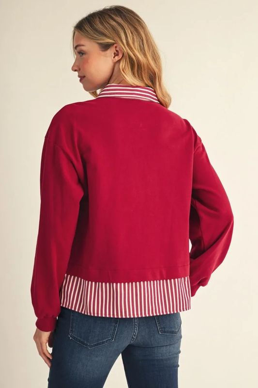 Solid Top with Striped Detail