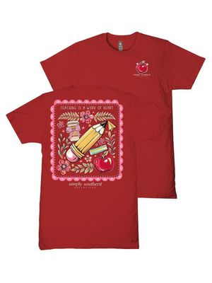 'Teaching Is A Work Of Heart' Short Sleeve Tee