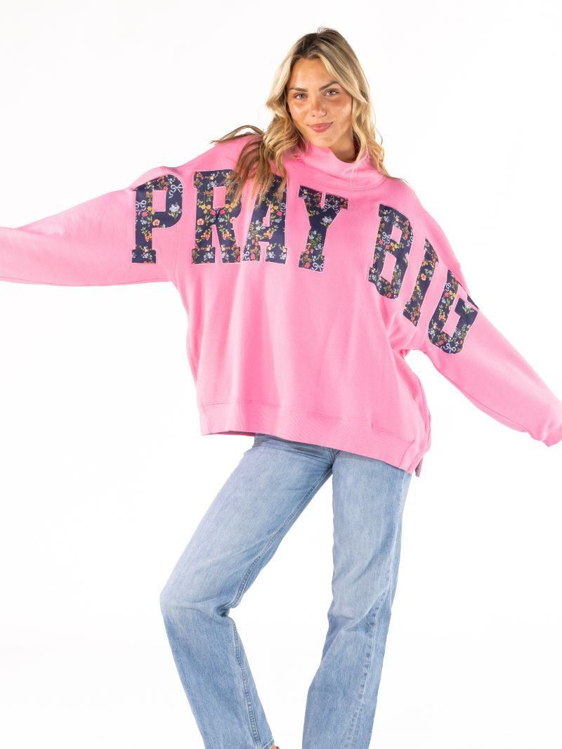 Everyday Mock Neck Sweatshirt-Pray Big-OS