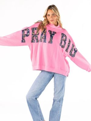 Everyday Mock Neck Sweatshirt-Pray Big-OS