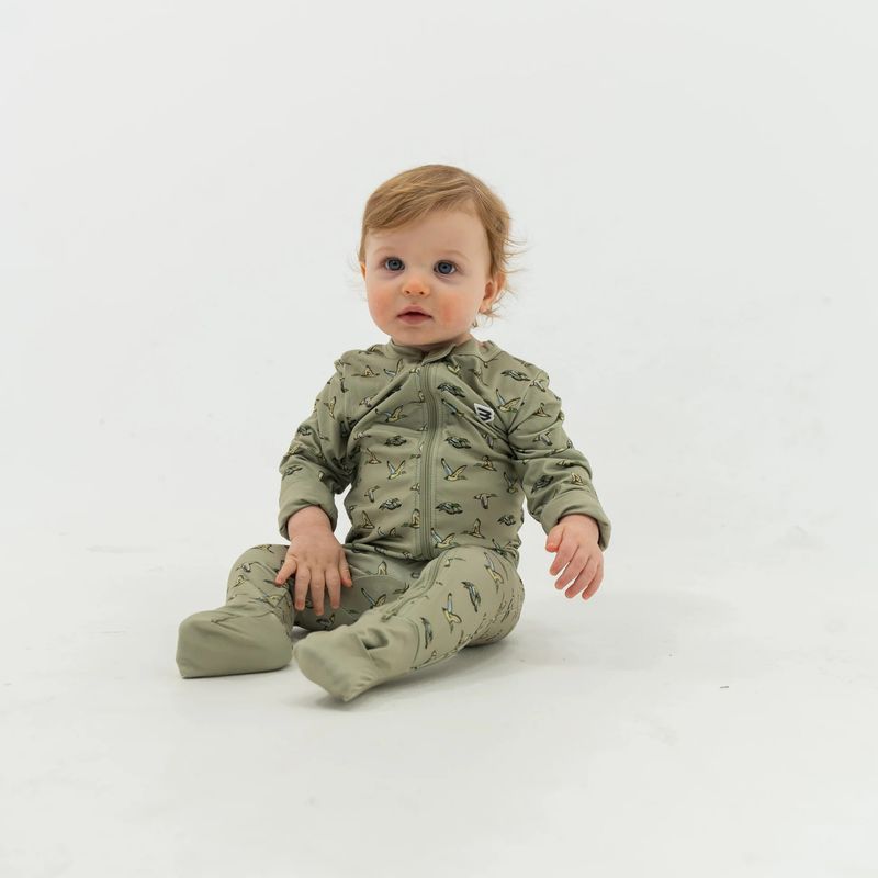 Baby Zip Up - Flying Ducks Green