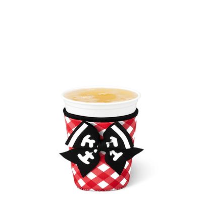 Gameday Gingham Red + Black Small Iced Cup Coolie