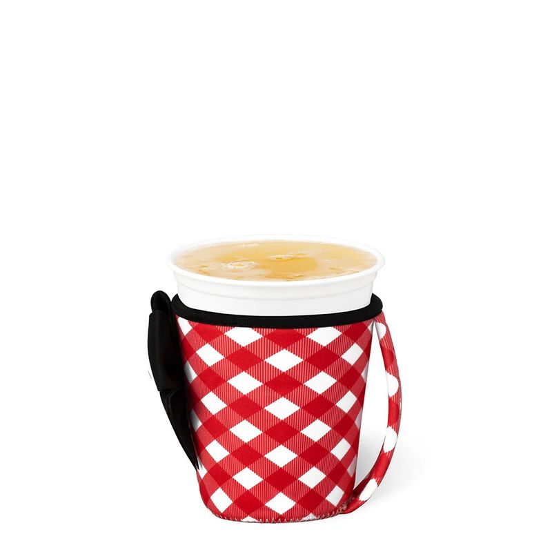 Gameday Gingham Red + Black Small Iced Cup Coolie