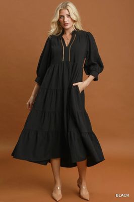 Seersucker Tiered Maxi Dress