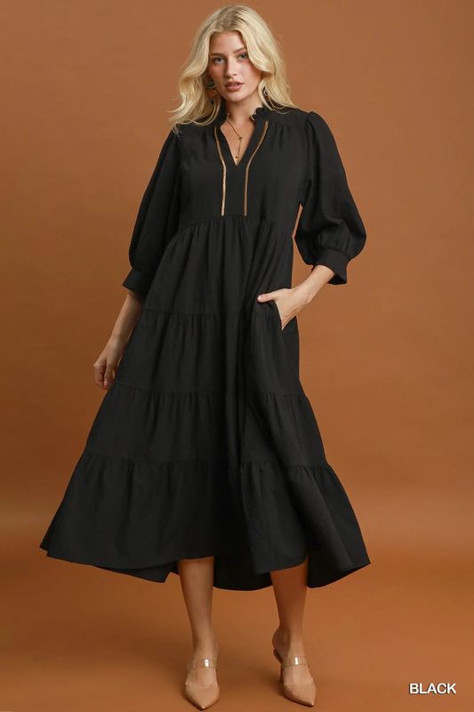 Seersucker Tiered Maxi Dress 