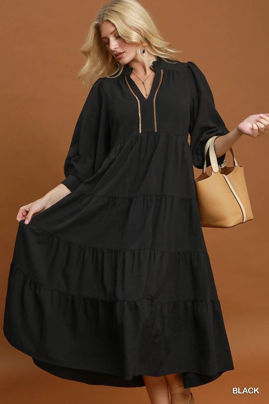 Seersucker Tiered Maxi Dress 