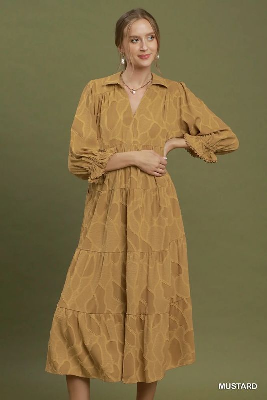 Textured Tiered Midi Dress