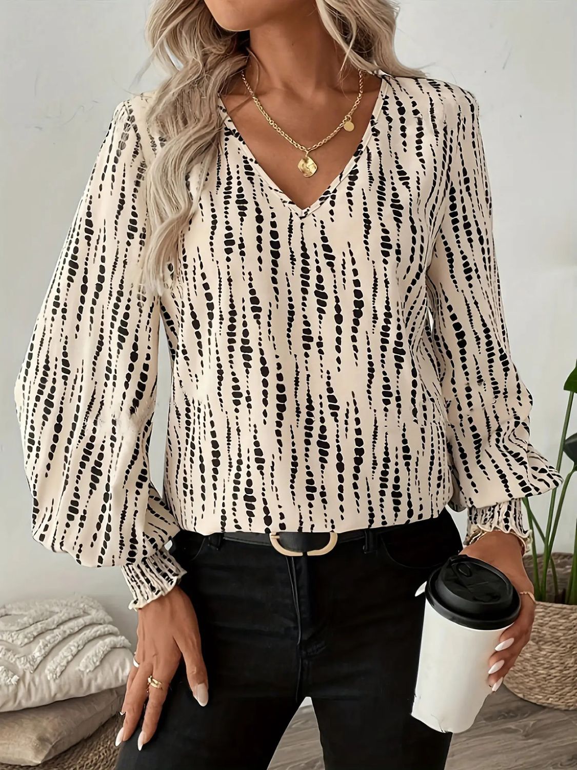 V-Neck Printed Shirt