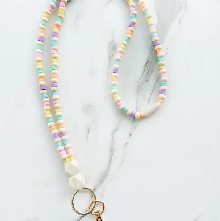 Pastel Perfection Fully Beaded Lanyard