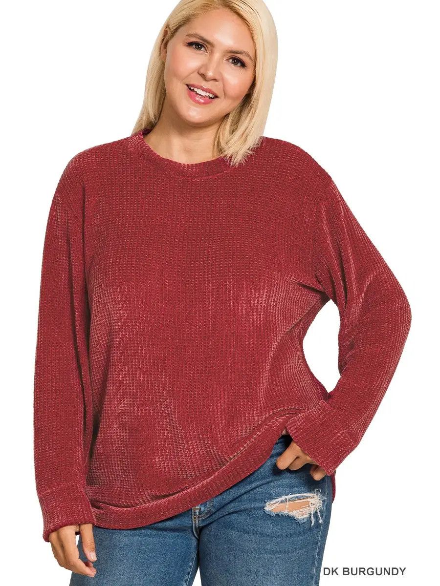 Plus Chenille Waffle Sweater