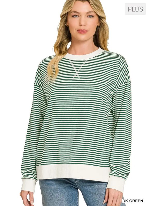 Plus Striped Rib Pullover