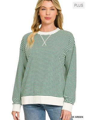 Plus Striped Rib Pullover