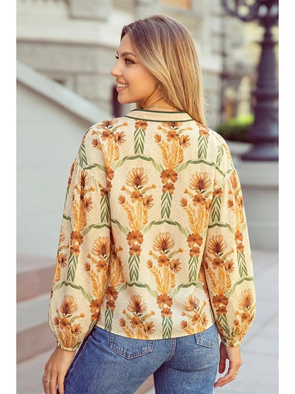 Floral Print V-Neck Shirt
