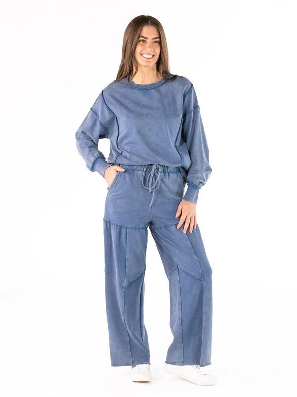 Mineral Washed Wide Leg Pant