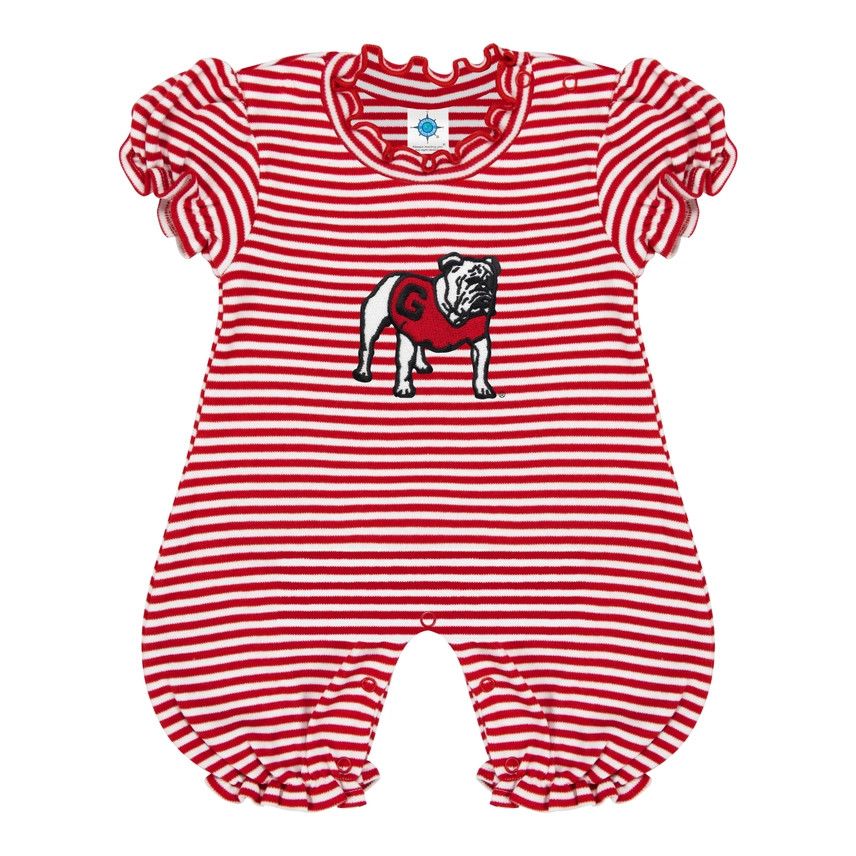 Striped Puff Sleeve Romper