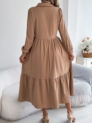 Flip Collar Long Sleeved Dress
