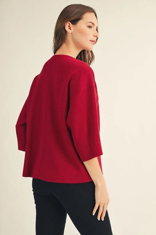 Plus Solid V-Neck Top
