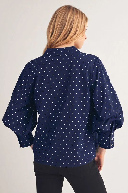 3/4  Sleeve Tiny Polka Dot Top