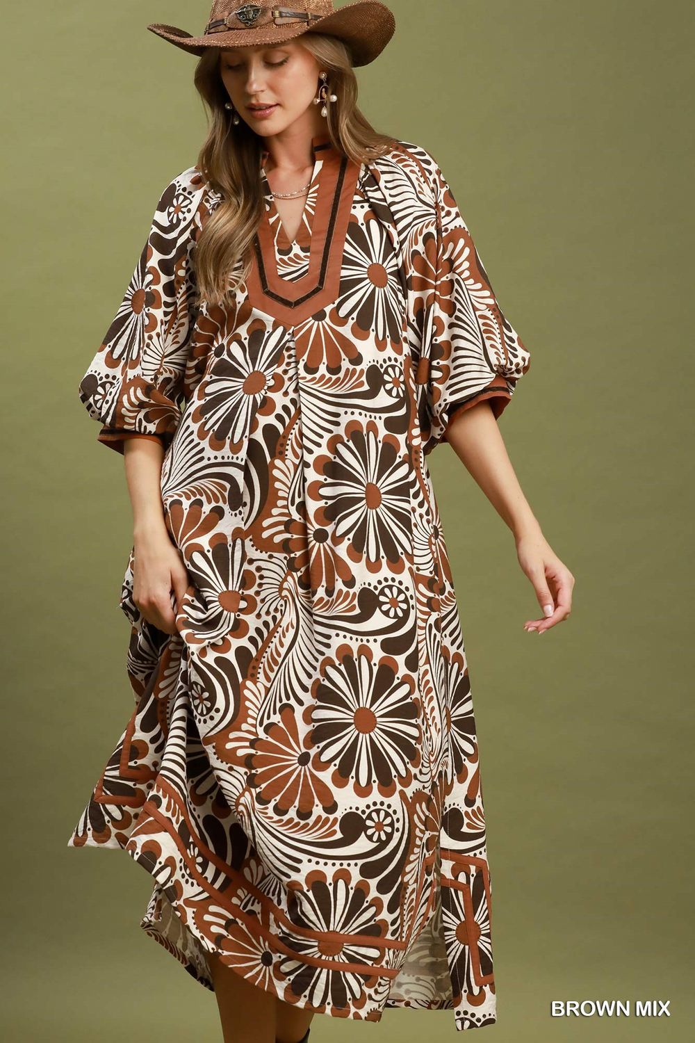 Abstract Print Midi Dress