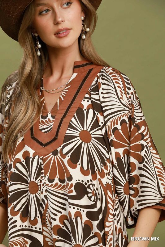 Abstract Print Midi Dress