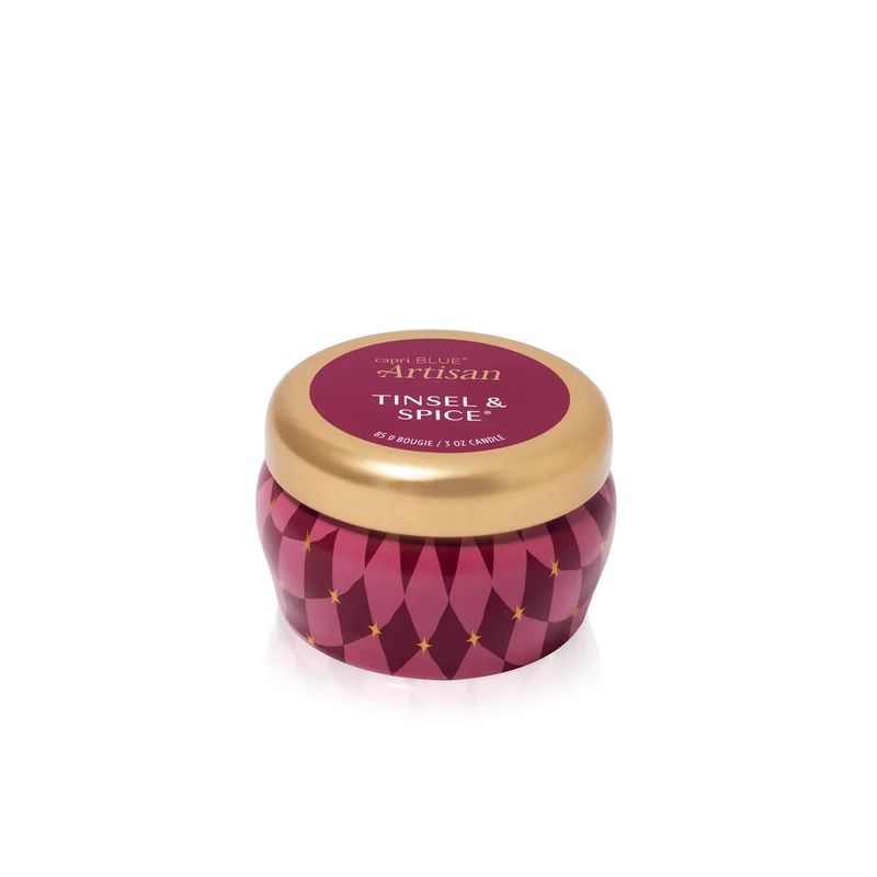 Tinsel &amp; Spice Winter Bazaar Mini Tin Candle