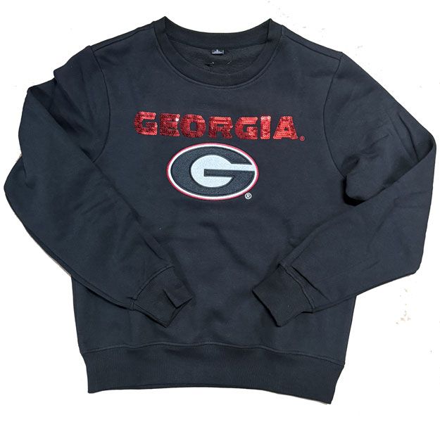 Georgia Bulldogs Sweatshirt- Ladies Black w/ Sequin