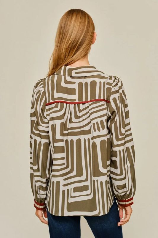 Geo Print Woven Blouse