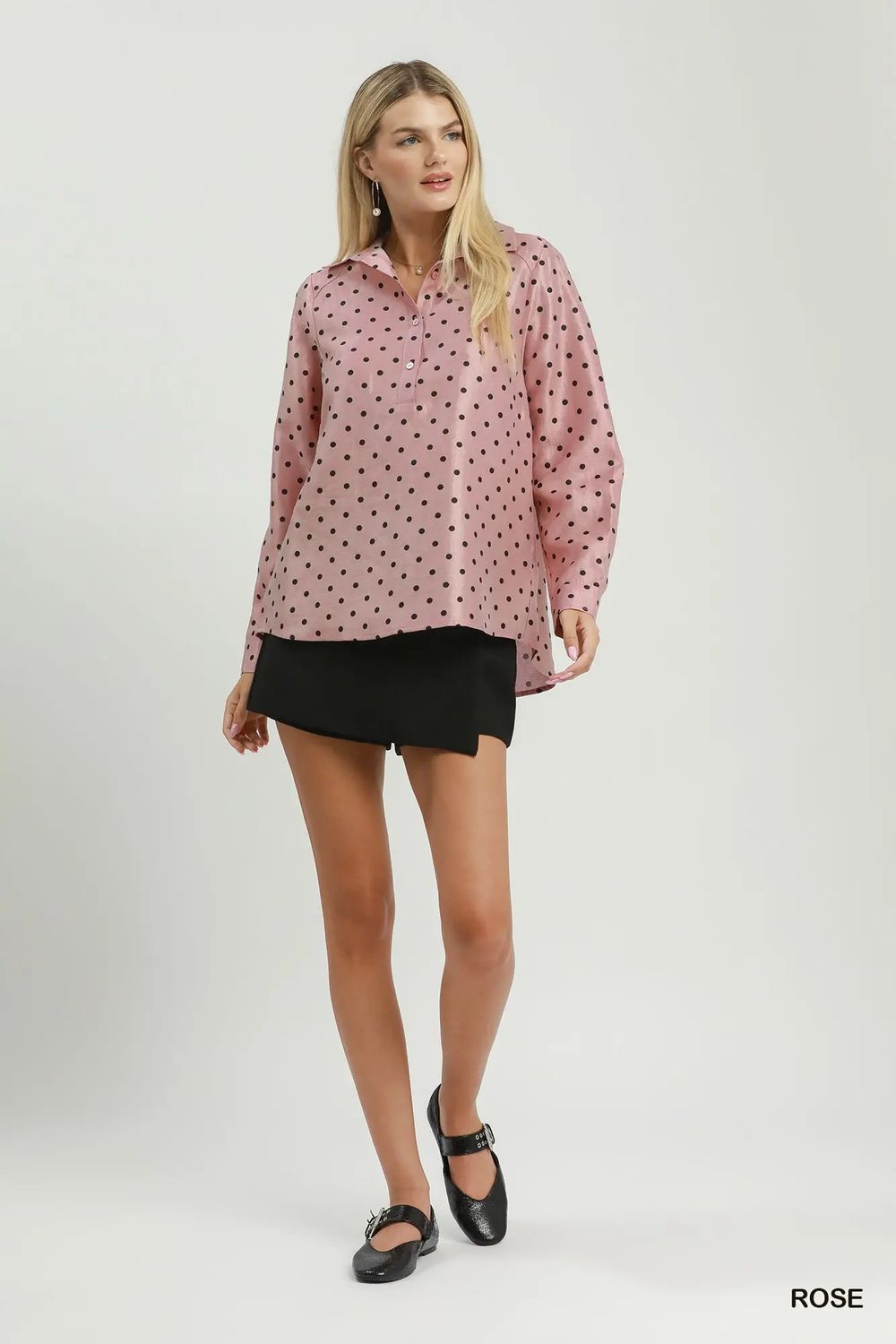 Polka Dot Satin Blouse