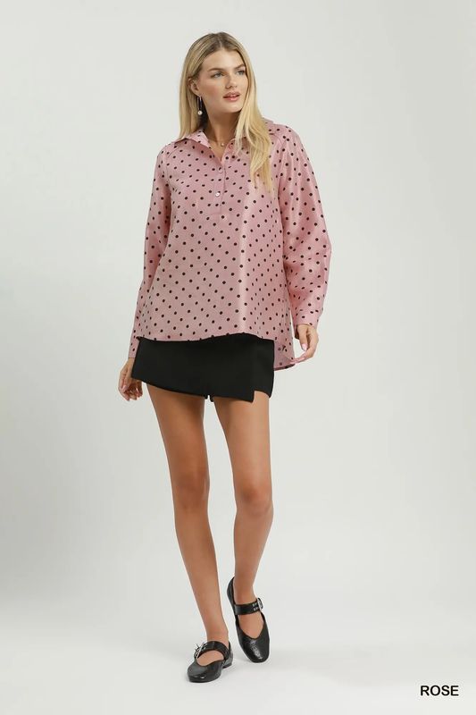 Polka Dot Satin Blouse
