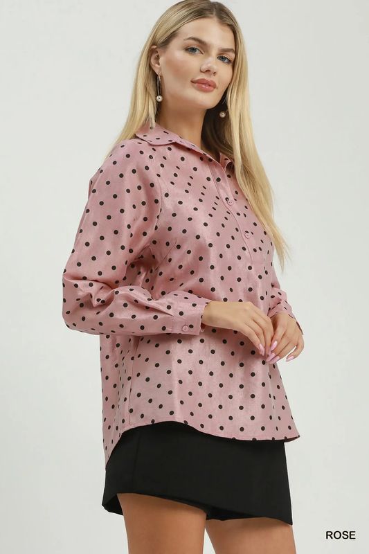 Polka Dot Satin Blouse