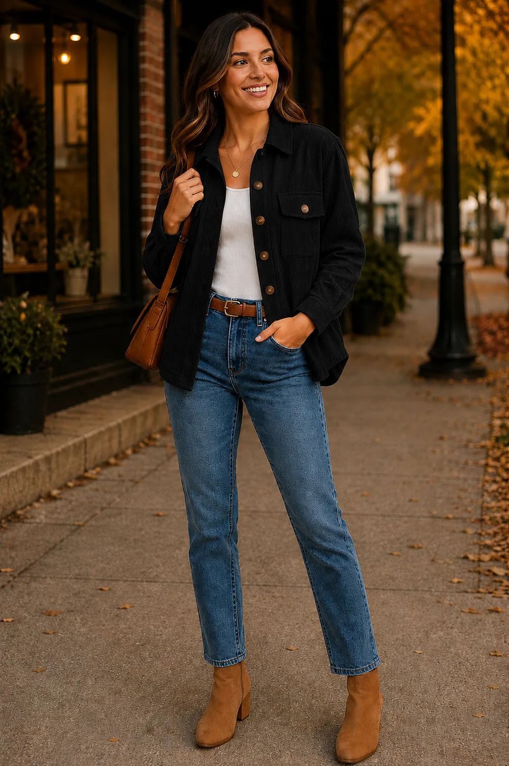 Corduroy Button Front Shacket