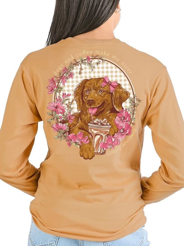 'Dogs and Coffee Make Me Nicer'LS T-Shirt