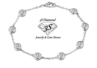 bracciale in oro bianco 18k e 8 diamanti naturali 1.60ct