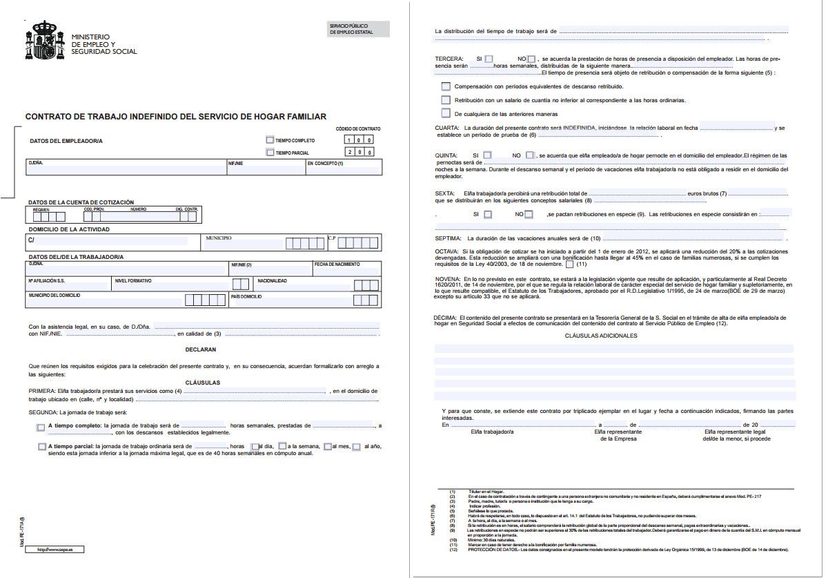 Contrato Empleo de Hogar