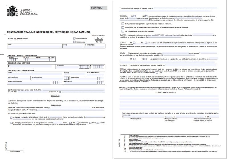 Contrato Empleo de Hogar