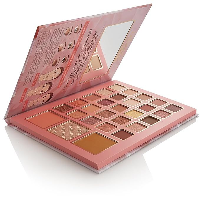 BellaPierre |  Make-up Pallet Satin Rose - Eye and Facebook - 25 oogschaduws - Highlighter - Contour - Blush - Alles in 1