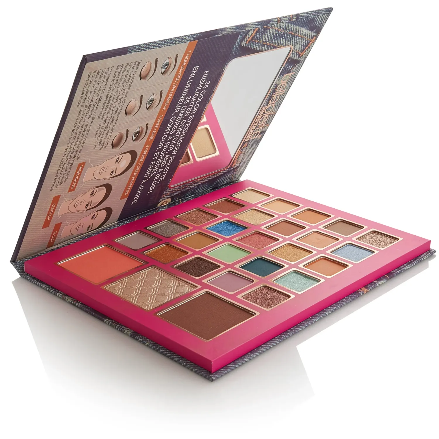 BellaPierre |  Make-up Pallet 90&#39;s GLAM - Eye and Facebook - 25 oogschaduws - Highlighter - Contour - Blush - Alles in 1