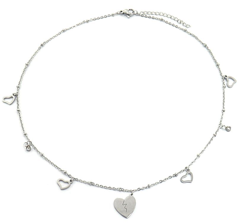 zilvere hartjes ketting