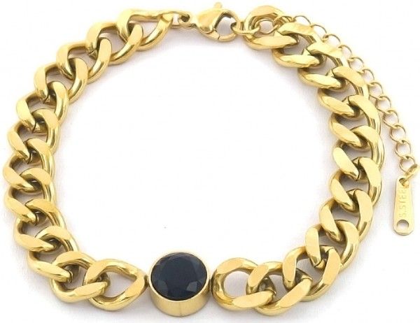goude armband met zwart steentje