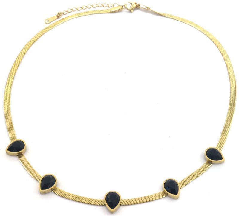 goude ketting met zwarte diamantjes