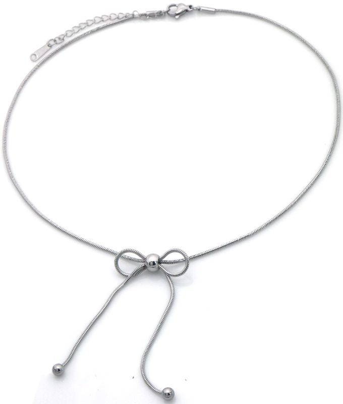 Zilverkleurige rvs ketting met strikje