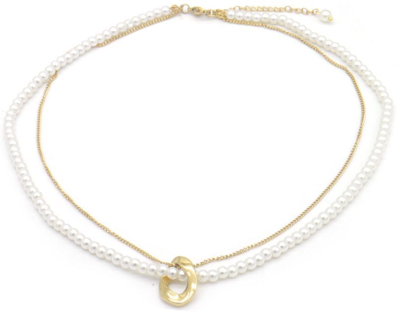 S. Steel Necklace Pearls
