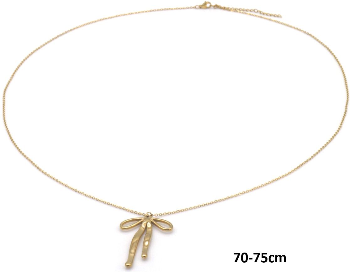 Long S. Steel Necklace Bow 70-75cm