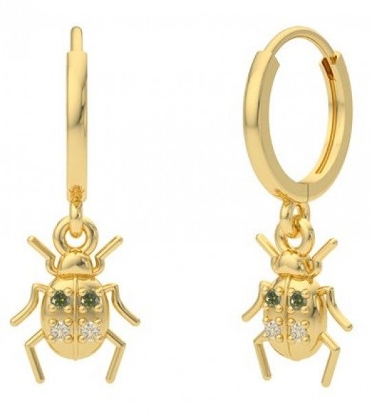 Earrings Scarab with CZ 2.5cm