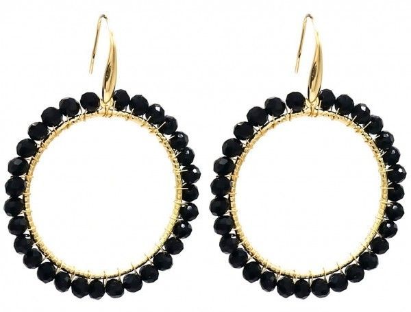 Faceted Glass Earrings 5x4cm Black