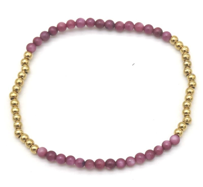 S. Steel Elastic Bracelet Bauhinia Stone