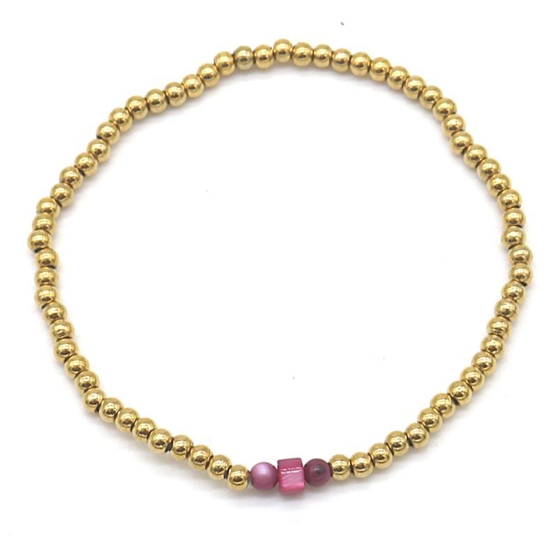 S. Steel Elastic Bracelet Bauhinia Stone