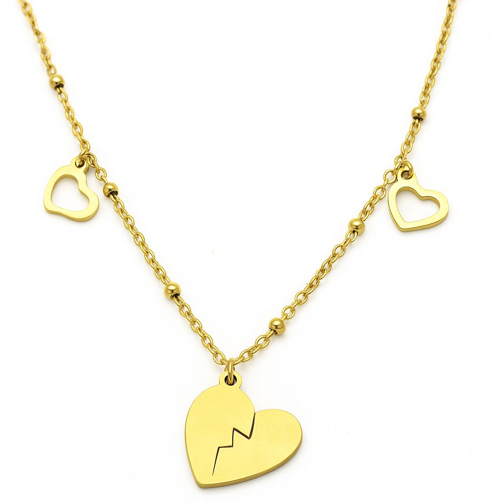 RVS Ketting hartje met haartslag of gebroken hart