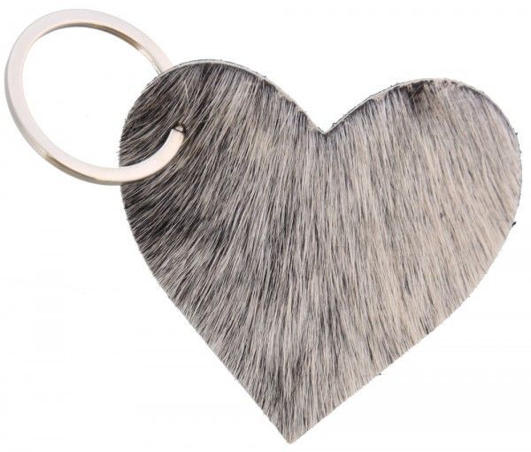 Leather Cowhide Keychain Heart Mixed Colors 6.5cm