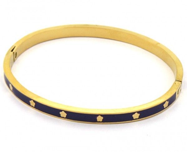 S. Steel Bangle Stars Gold-Purple